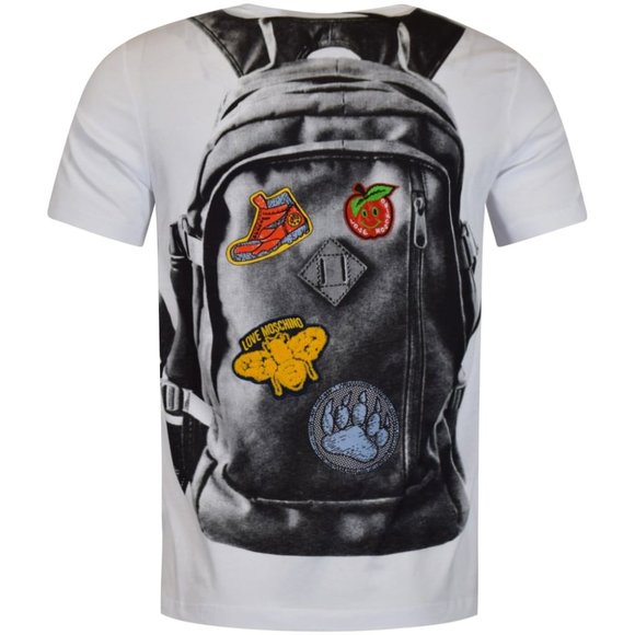 BNWT - Love Moschino White Backpack Logo T-Shirt - Picture 1 of 4